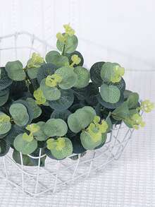 6pcs Artificial Single Branch Eucalyptus Dollar Leaves, Faux Plant Bouquet For Decoration, Wedding, Home, Etc. - Green - View 5