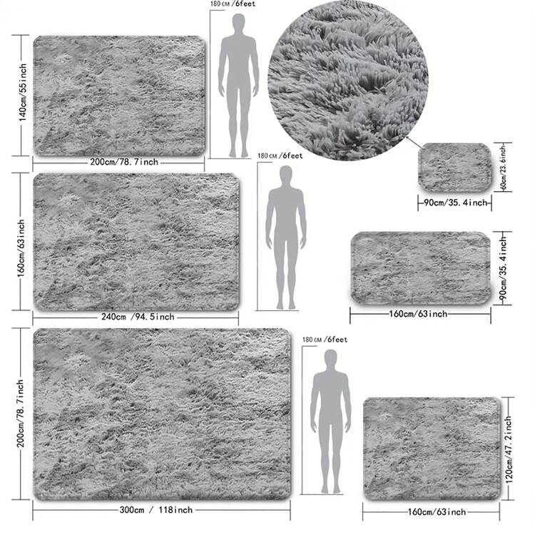 1入組抽象Tie Dye毛絨地毯，房間裝飾 - 灰色 - 查看 8