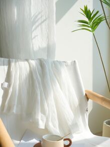 1pc Light And Luxurious Natural Wind And Transparent Window Curtain That You Cannot See Through - White - View 5