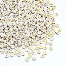 100 Chiếc Bảng Chữ Cái Acrylic Dễ Thương & Hạt Acrylic Hình Số Cho Vòng Tay Handmade, Vòng Cổ, Bông Tai, Móc Khóa, Trang Trí Tiệc, Quà Tặng, Làm Đồ Trang Sức DIY - Vàng - Xem 4