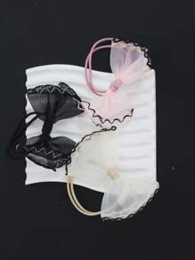 10入組彩色多層邊蝴蝶結頭繩 - 彩色 - 查看 5