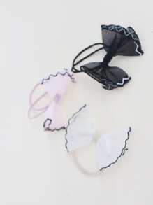 10入組彩色多層邊蝴蝶結頭繩 - 彩色 - 查看 1