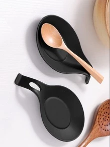 1pc Heat-resistant Spatula Rest, Spoon Holder, Kitchen Tool Mat, Flavor Dish Pad, Easy Clean - Pink - View 6