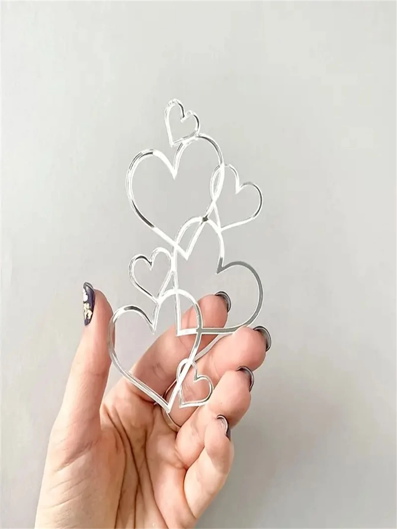 1 Miếng Rỗng Acrylic Chất liệu Phong cách tối giản Đồ trang trí Bánh Thích hợp Cho Ngày Lễ Tình Nhân Sa mạc Đồ trang trí - Bạc - Xem 1