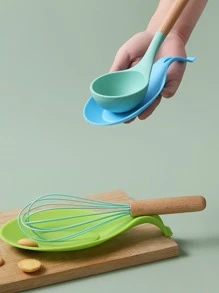 1pc Heat-resistant Spatula Rest, Spoon Holder, Kitchen Tool Mat, Flavor Dish Pad, Easy Clean - Pink - View 7