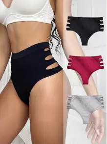 3-pack kvinnor med hög midja i grenen sömlösa, skavfria lyfttriangeltrosor - Multifärgad - Visa 1