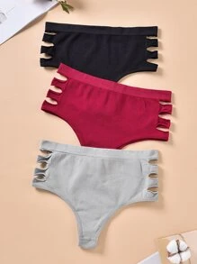 3-pack kvinnor med hög midja i grenen sömlösa, skavfria lyfttriangeltrosor - Multifärgad - Visa 4