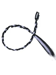 4 Piezas Trenzas De Caja Frontal Trenzas Laterales Trenzas Con Clip De Extensión De Cabello De Trenza Sintética Para Chicas Dulces Y Frescas. Conviene Para Principiantes. Realce La Imagen En Colores Blanco Té Destacado, Gris Blancuzco Destacado, Y Tonalidades De Azul Niebla Destacado - Multicolor - Ver 2