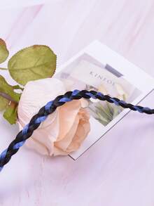 4 Piezas Trenzas De Caja Frontal Trenzas Laterales Trenzas Con Clip De Extensión De Cabello De Trenza Sintética Para Chicas Dulces Y Frescas. Conviene Para Principiantes. Realce La Imagen En Colores Blanco Té Destacado, Gris Blancuzco Destacado, Y Tonalidades De Azul Niebla Destacado - Multicolor - Ver 5
