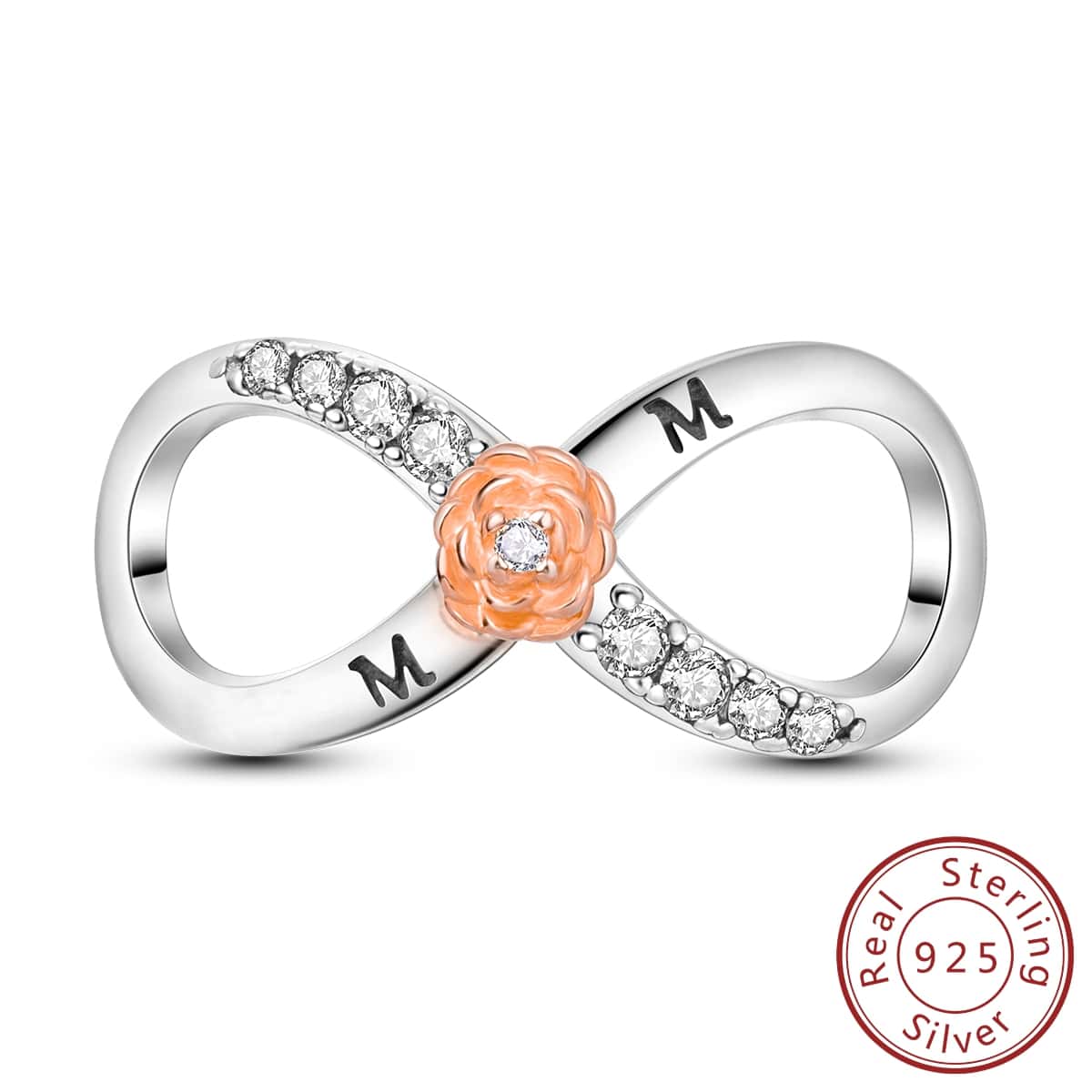 Trang trí bằng đá khối Zirconia Thiết kế biểu tượng vô cực Phụ kiện tự làm bằng bạc sterling - Đồng - Xem 1