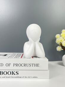 1入組現代奢華抽象字元雕塑情侶小雕像,家用裝飾,極簡白色合成樹脂裝飾用品禮品裝飾物 - 白色 - 查看 1