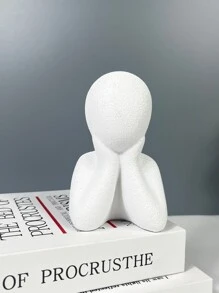 1入組現代奢華抽象字元雕塑情侶小雕像,家用裝飾,極簡白色合成樹脂裝飾用品禮品裝飾物 - 白色 - 查看 5