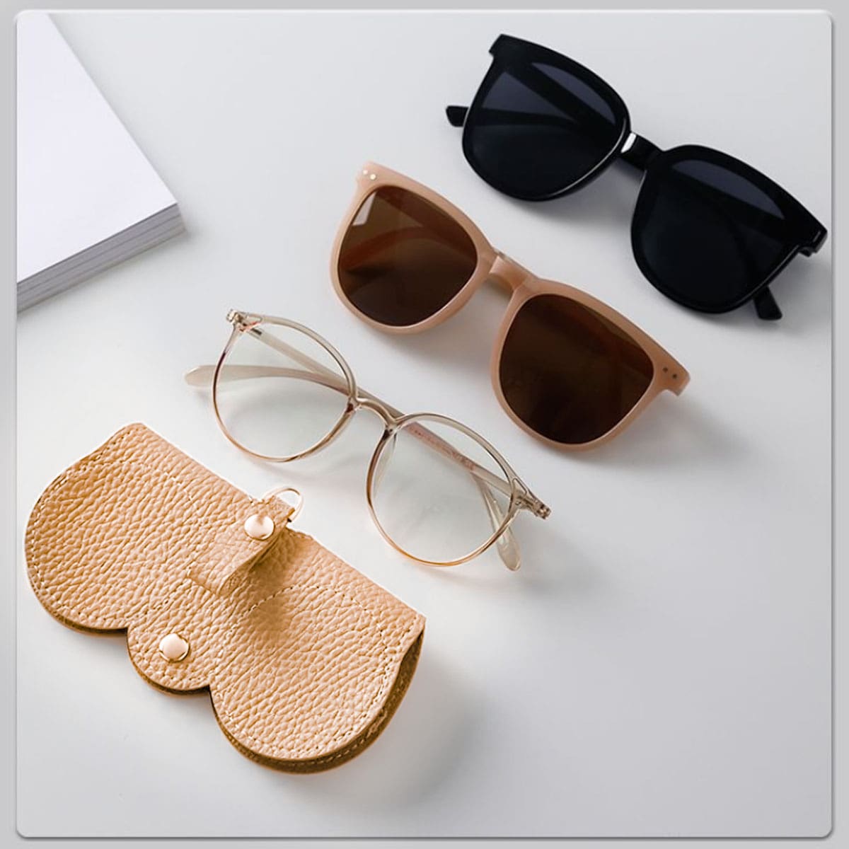 Gói kính râm Hộp đựng kính di động Vỏ bảo vệ kính râm - Cà phê nâu - Xem 1