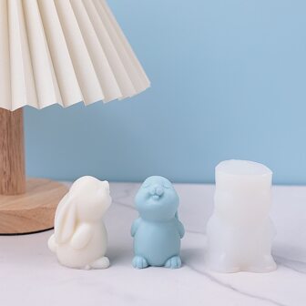 1 件眨眼兔子形状香薰蜡烛硅胶模具 DIY 石膏装饰摆件