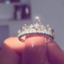 1pc Luxurious & Elegant Crown Style Fashion Ring, Suitable For Daily, Party, Celebration, Gift - White - View 1