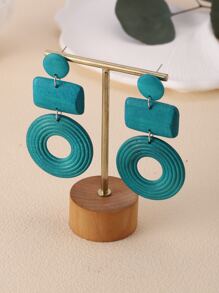 Khuyên tai dài kiểu phương Tây bằng gỗ ghép hình học tự nhiên dành cho nữ, hoàn hảo cho kỳ nghỉ biển, tiệc tùng, du lịch, lễ hội, đeo hàng ngày và làm quà tặng. - Màu xanh ngọc - Xem 5