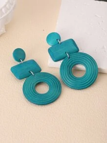 Khuyên tai dài kiểu phương Tây bằng gỗ ghép hình học tự nhiên dành cho nữ, hoàn hảo cho kỳ nghỉ biển, tiệc tùng, du lịch, lễ hội, đeo hàng ngày và làm quà tặng. - Màu xanh ngọc - Xem 4