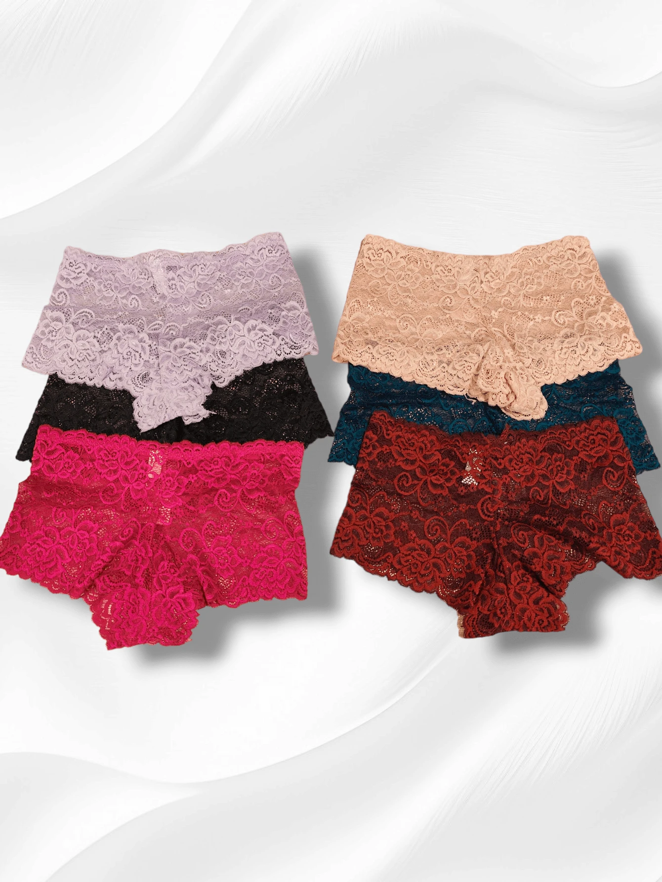 Set 6 calzones cacheteros con encaje para mujer, color/modelo aleatorio, unitalla - Multicolor - Ver 1