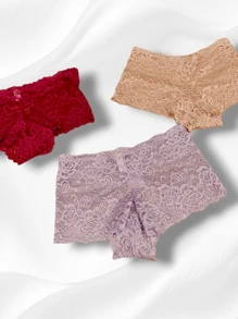 Set 6 calzones cacheteros con encaje para mujer, color/modelo aleatorio, unitalla - Multicolor - Ver 3