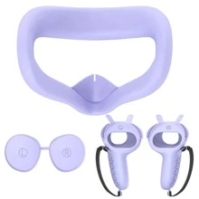 3 piezas de silicona asa Funda & Mascarilla & Funda compatible con realidad virtual 2 - Morado - Ver 1