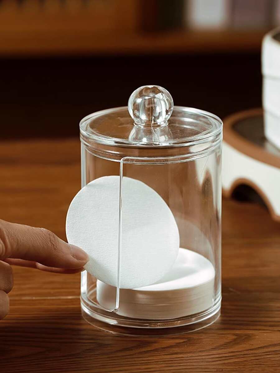 1入組短款透明收納盒帶防塵蓋便攜式化妝收納盒 - 無色 - 查看 1