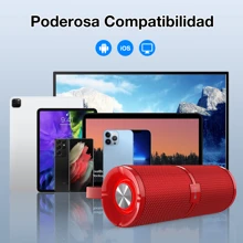 1HOUR Wireless Bluetooth Portable Speaker Cylindrical Sound Loud Exterior 2400 MAh - Red - View 5