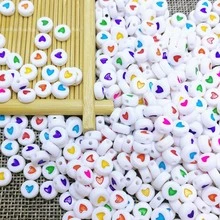 100入組可愛亞克力心形珠子適用於手鍊,項鍊,耳環,鑰匙扣和派對禮物配件 - 彩色 - 查看 2
