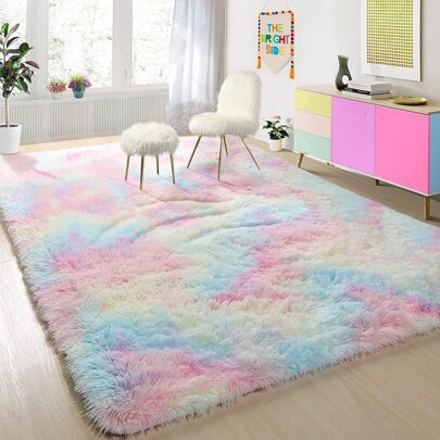 Super Soft Long Carpet, Fluffy Tie Dye Shaggy Rug For Living Room, Bedroom, Nursery, Dormitory, Teen's Room Decoration
