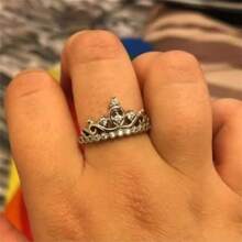 1pc Luxurious & Elegant Crown Style Fashion Ring, Suitable For Daily, Party, Celebration, Gift - White - View 3