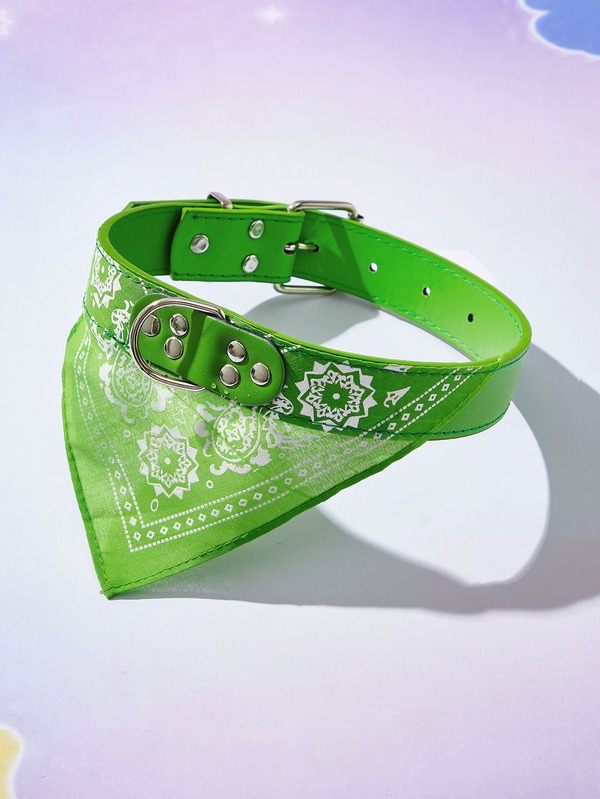 قطعة واحدة مطبوعة طوق حيوانات أليفة مع قابل للتعديل باندانا و مقود صنارة الى الأنشطة في الهواء الطلق