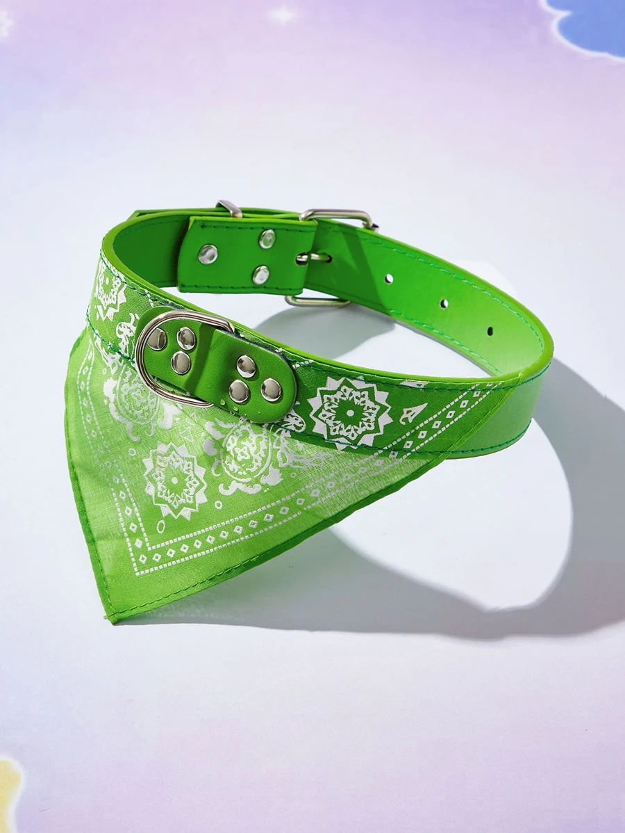 قطعة واحدة مطبوعة طوق حيوانات أليفة مع قابل للتعديل باندانا و مقود صنارة الى الأنشطة في الهواء الطلق