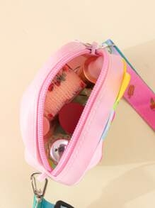 1pc New Princess Coin Purse, Silicone Material With Zipper Closure, Crossbody Style For Adults & Kids, Unicorn Shape, Suitable For Outings, Back To School Gift, Holiday Gift - Multicolor - View 3