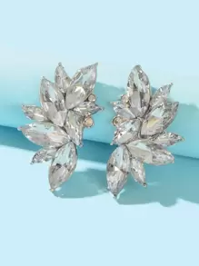 Rhinestone Decor Stud Earrings - White - View 4