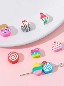 30 顆糖果和甜點風格黏土珠（隨機混色）適合女士/女孩 DIY 珠寶製作 - 彩色 - 查看 2