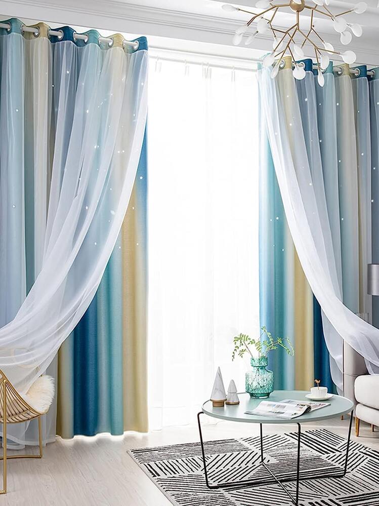 Yancorp Tende per camera da letto di ragazze e bambini, tende arcobaleno per cameretta dei bambini, lunghezza 274 cm, con occhielli, decorazione per