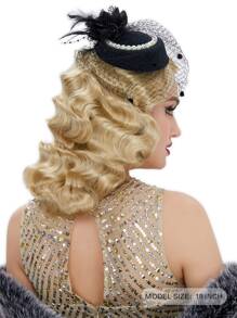 Blonde Long Flapper 20s Wigs For Women 1920s Finger Wave Retro Curly Synthetic Hair For Women Cosplay Halloween Christmas New Year Party Costume - Linen Gold - View 4