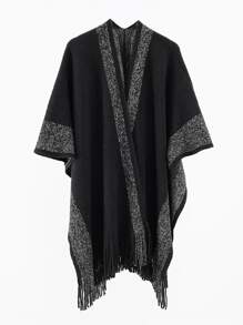 1入女性時尚多功能披肩,適用於戶外和旅行穿搭 - 黑色 - 查看 1