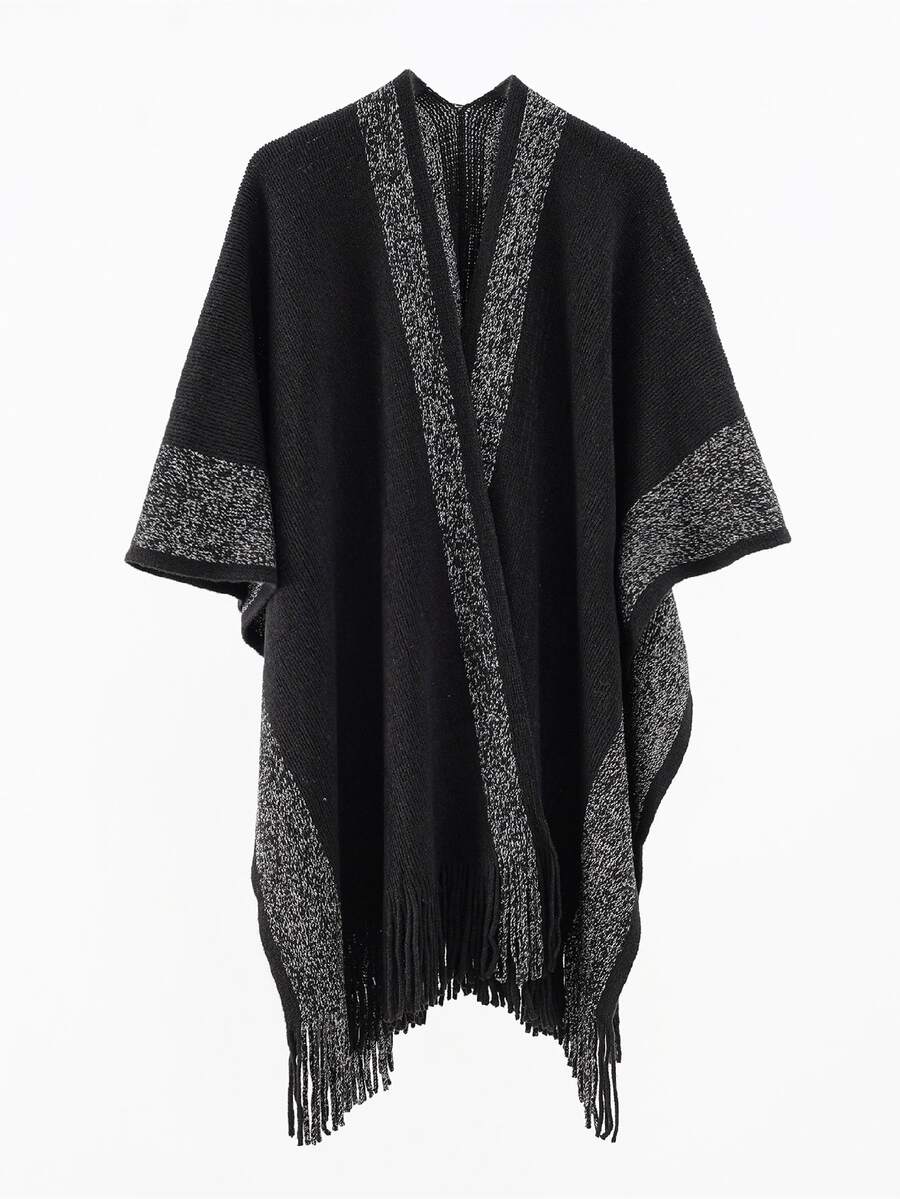 1入女性時尚多功能披肩,適用於戶外和旅行穿搭 - 黑色 - 查看 1