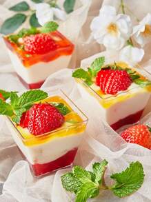 40 piezas/paquete pequeños vasos cuadrados de plástico transparente para gelatina, reutilizables, perfectos para mousse, pudín, postre, mini pastel de helado, Etc. - transparente - Ver 3