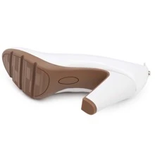 Women's Pumps Closed Round Toe Block Chunky High Heels 3 Inch Office Work Wedding Evening Shoes - 白色 - 查看 6