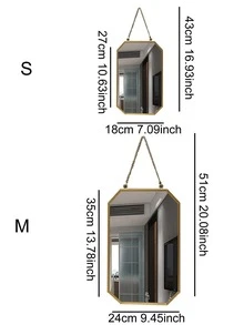 1pc Nordic Style Iron Art Decorative Square Wall Mounted Mirror For Bathroom, Dorm Room - Vàng - Xem 6