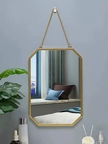1pc Nordic Style Iron Art Decorative Square Wall Mounted Mirror For Bathroom, Dorm Room - Vàng - Xem 4