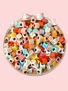 15g Random Mix 12 Zodiac Sign Acrylic Spacer Beads With Constellation Cube Beads 7mm For Jewelry Making, Bracelet, Necklace, Decoration Accessory