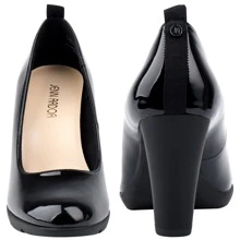 Women's Pumps Closed Round Toe Block Chunky High Heels 3 Inch Office Work Wedding Evening Shoes - 黑色 - 查看 6