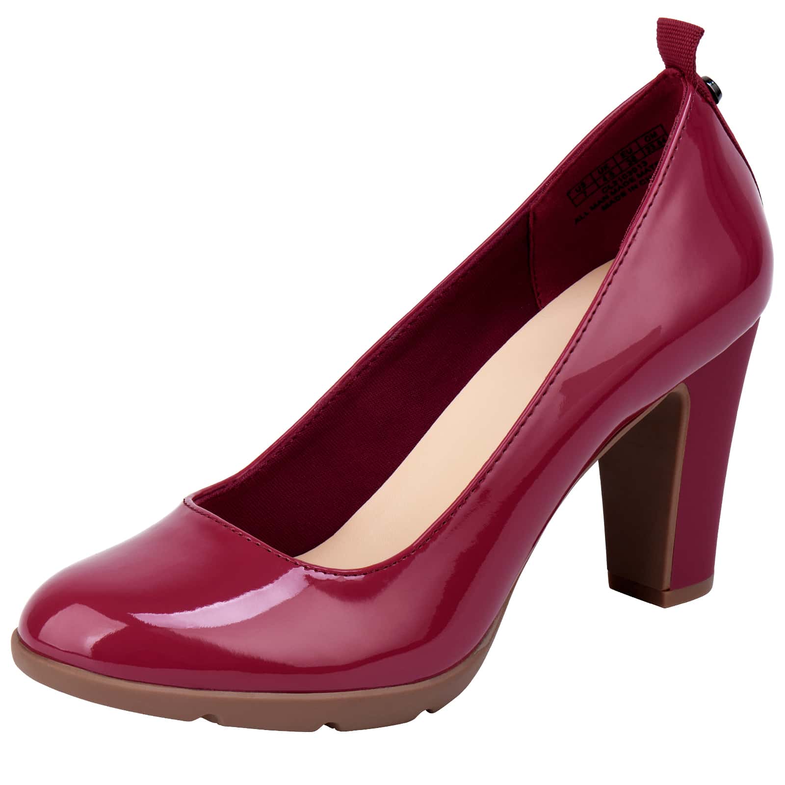 Women's Pumps Closed Round Toe Block Chunky High Heels 3 Inch Office Work Wedding Evening Shoes - Đỏ - Xem 1