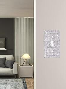 Wall Plate Light Switch Cover, Standard Size 4.50" X 2.76", Silver Rhinestones Bling Decorative Wall Plate Light Switch Outlet Cover For Bedroom Accessories Home Decor (Single Gang Toggle),Stickers,Wall Decal,Vinly Decal For Home Decorations,Spring Decoration Items Refesh Your Home,Rama Decoration Stickers Gifts Birthday Graduation - Silver - View 3
