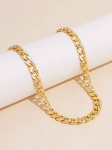 1pc Simple Chunky Chain Clavicle Chain Necklace Women Girls Jewelry Accessories - Yellow Gold - View 2