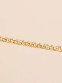 1pc Simple Chunky Chain Clavicle Chain Necklace Women Girls Jewelry Accessories - Yellow Gold - View 4