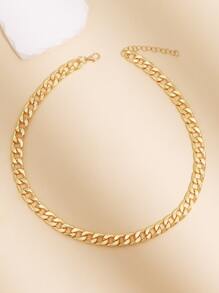 1pc Simple Chunky Chain Clavicle Chain Necklace Women Girls Jewelry Accessories - Yellow Gold - View 3