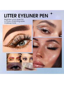 AVIERLL Eyeliner brillante de 10 colores, Delineador de ojos resistente al agua duradero y colorido con brillo duradero, fácil de pintar los ojos, maquillaje de ojos de larga duración y secado rápido que no corre (Color 02# 1pc)